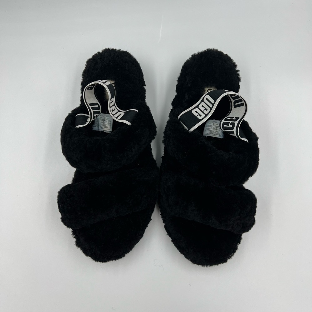 UGG Black Fluff Yeah Slide Sandals - Picture 9 of 12